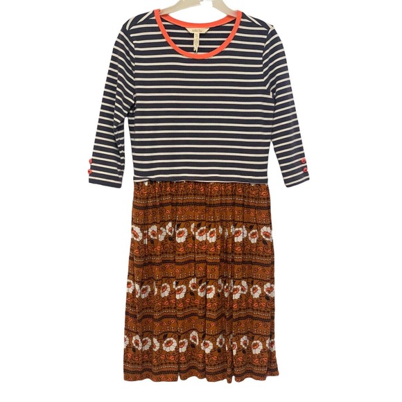 Matilda Jane Women’s Winsome 3/4 Sleeve Striped Floral Jersey Dress Size Small - Picture 1 of 11